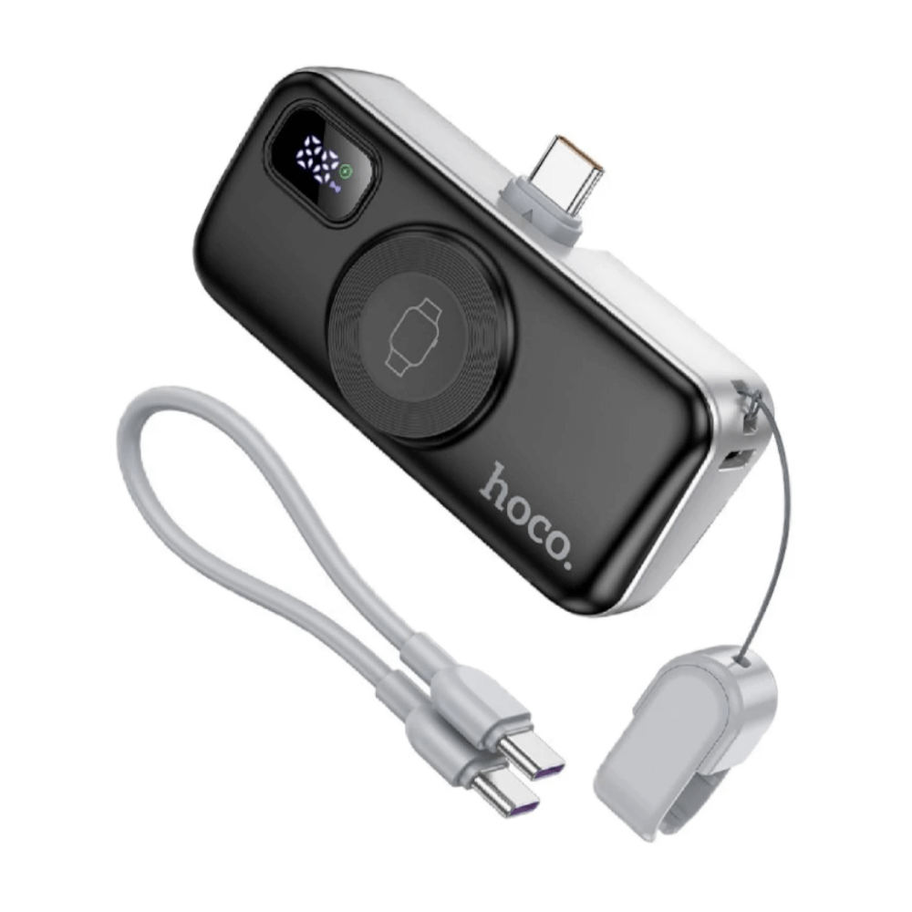แบตสำรอง HOCO A18C 5000MAH สีดำ แบบ TYPE-C พร้อมระบบชาร์จไร้สาย APPLE WATCH และ ชาร์จเร็ว PD 20W / QC 3.0